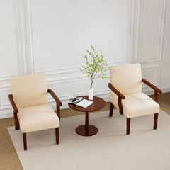 Bellemave® Fabric Accent Arm Chair Set of 2 with Round Wood Table - Bellemave
