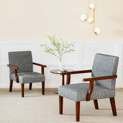 Bellemave® Fabric Accent Arm Chair Set of 2 with Round Wood Table - Bellemave