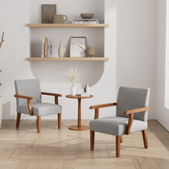 Bellemave® Fabric Accent Arm Chair Set of 2 with Round Wood Table - Bellemave