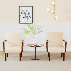 Bellemave® Fabric Accent Arm Chair Set of 2 with Round Wood Table - Bellemave