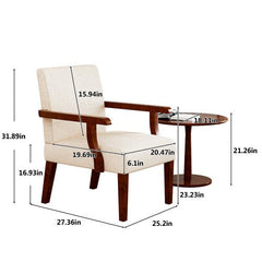 Bellemave® Fabric Accent Arm Chair Set of 2 with Round Wood Table - Bellemave