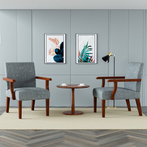 Bellemave® Fabric Accent Arm Chair Set of 2 with Round Wood Table - Bellemave