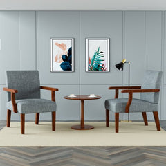 Bellemave® Fabric Accent Arm Chair Set of 2 with Round Wood Table - Bellemave