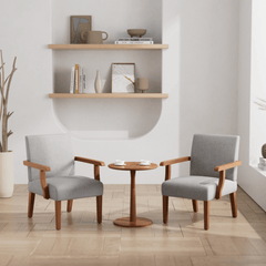 Bellemave® Fabric Accent Arm Chair Set of 2 with Round Wood Table - Bellemave
