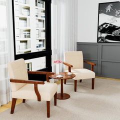 Bellemave® Fabric Accent Arm Chair Set of 2 with Round Wood Table - Bellemave