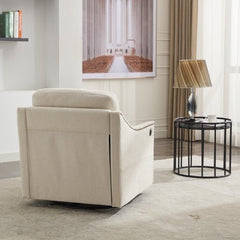 Bellemave® Fabric Swivel Rotating Accent Chair with USB and Magazine Book Bag - Bellemave