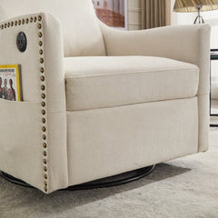 Bellemave® Fabric Swivel Rotating Accent Chair with USB and Magazine Book Bag - Bellemave
