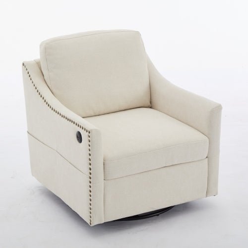 Bellemave® Fabric Swivel Rotating Accent Chair with USB and Magazine Book Bag - Bellemave