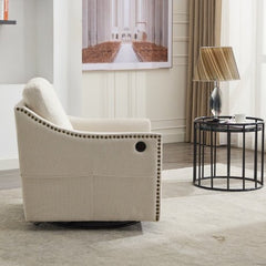 Bellemave® Fabric Swivel Rotating Accent Chair with USB and Magazine Book Bag - Bellemave