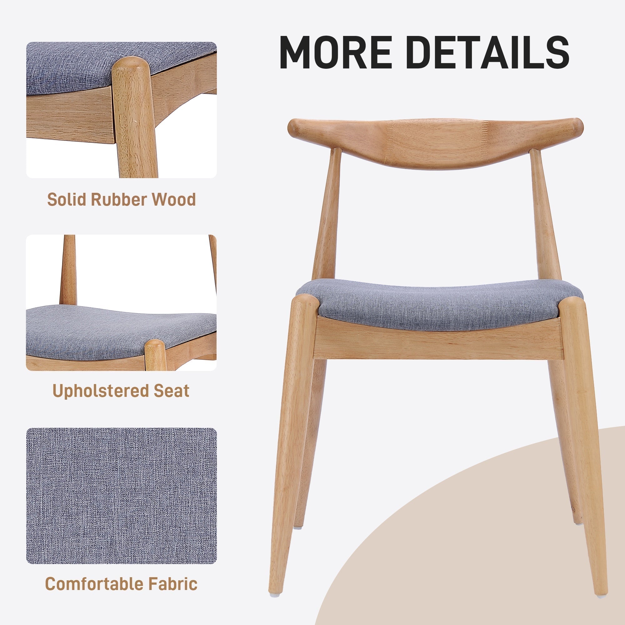Bellemave® Fabric with Oak Finish Dining Chairs, 2 - Pcs Set - Bellemave