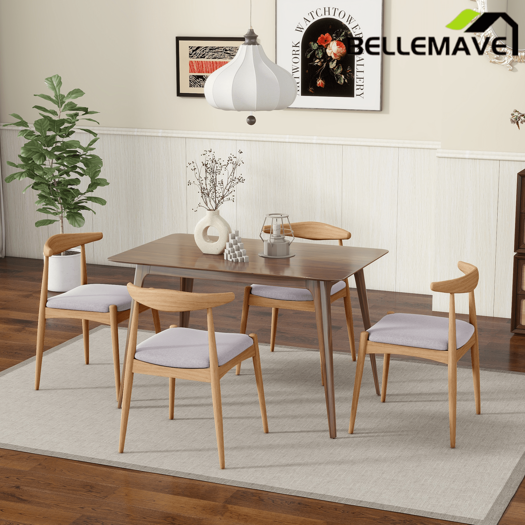 Bellemave® Fabric with Oak Finish Dining Chairs, 2 - Pcs Set - Bellemave