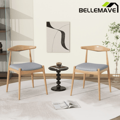 Bellemave® Fabric with Oak Finish Dining Chairs, 2 - Pcs Set - Bellemave