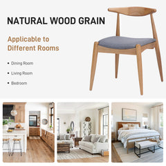Bellemave® Fabric with Oak Finish Dining Chairs, 2 - Pcs Set - Bellemave