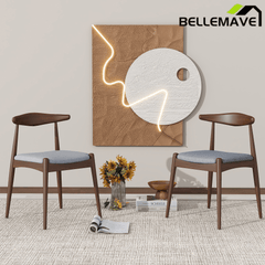 Bellemave® Fabric with Oak Finish Dining Chairs, 2 - Pcs Set - Bellemave