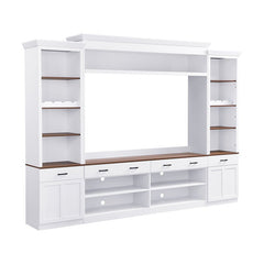 Bellemave® Farmhouse 4 - Piece Entertainment Wall Unit Set with Bookshelf , Adjustable Shelves and Wine Rack for TVs Up to 70" - Bellemave