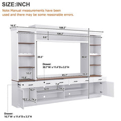 Bellemave® Farmhouse 4 - Piece Entertainment Wall Unit Set with Bookshelf , Adjustable Shelves and Wine Rack for TVs Up to 70" - Bellemave