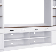 Bellemave® Farmhouse 4 - Piece Entertainment Wall Unit Set with Bookshelf , Adjustable Shelves and Wine Rack for TVs Up to 70" - Bellemave