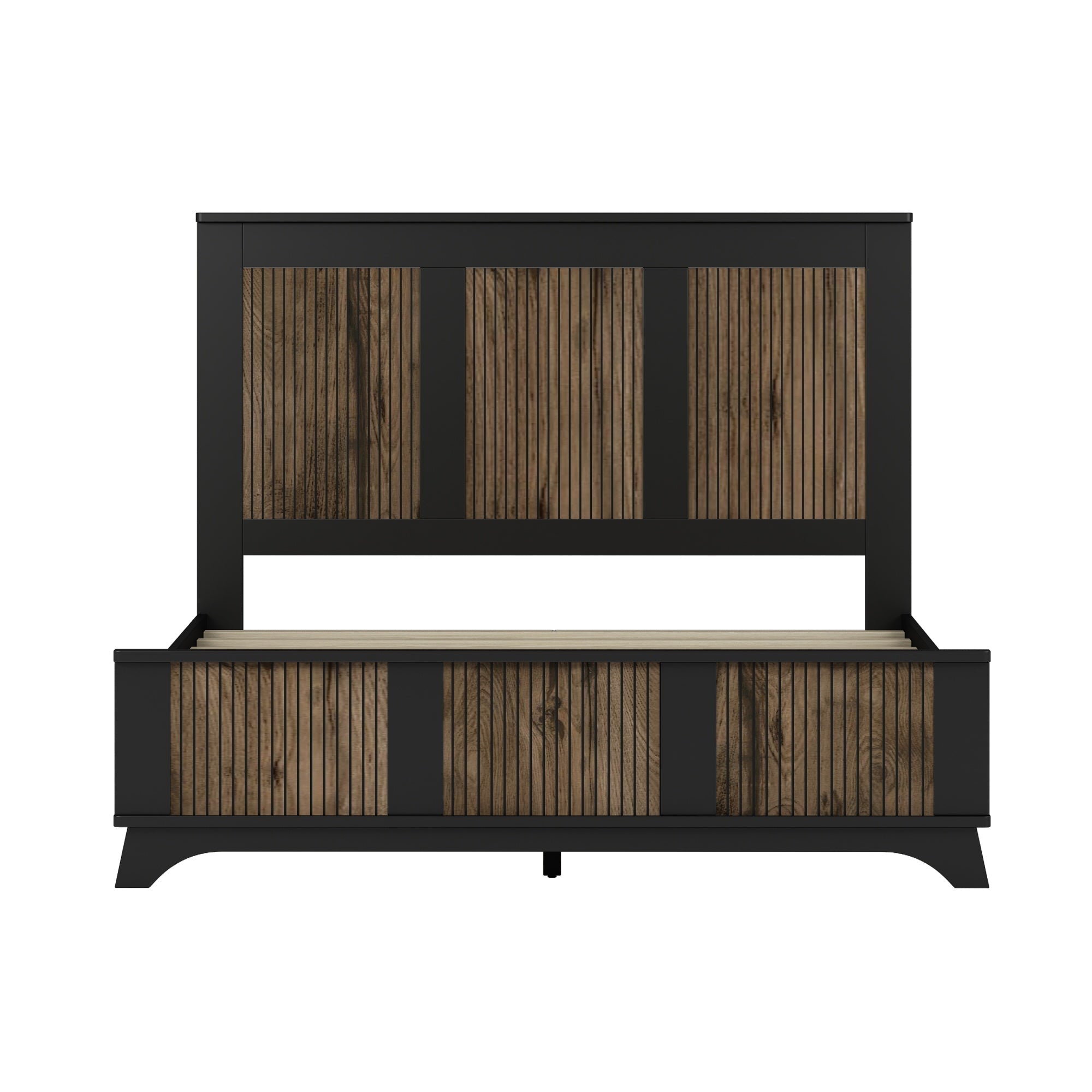 Bellemave® Farmhouse Bedroom Set, Queen Size Platform Bed with 2 Nightstands and 6 - Drawer Dresser with Metal Handles for Teens and Adults - Bellemave