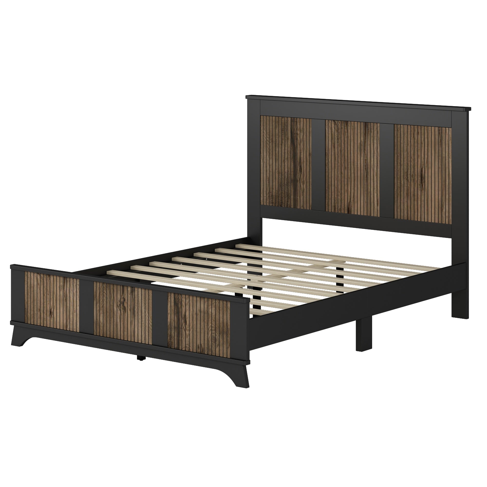 Bellemave® Farmhouse Bedroom Set, Queen Size Platform Bed with 2 Nightstands and 6 - Drawer Dresser with Metal Handles for Teens and Adults - Bellemave