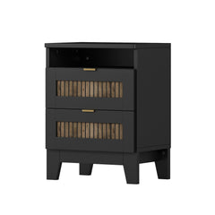 Bellemave® Farmhouse Bedroom Set, Queen Size Platform Bed with 2 Nightstands and 6 - Drawer Dresser with Metal Handles for Teens and Adults - Bellemave