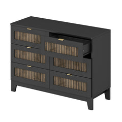 Bellemave® Farmhouse Bedroom Set, Queen Size Platform Bed with 2 Nightstands and 6 - Drawer Dresser with Metal Handles for Teens and Adults - Bellemave