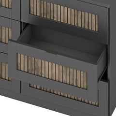 Bellemave® Farmhouse Bedroom Set, Queen Size Platform Bed with 2 Nightstands and 6 - Drawer Dresser with Metal Handles for Teens and Adults - Bellemave