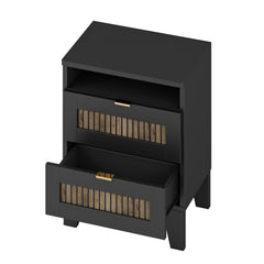 Bellemave® Farmhouse Bedroom Set, Queen Size Platform Bed with 2 Nightstands and 6 - Drawer Dresser with Metal Handles for Teens and Adults - Bellemave