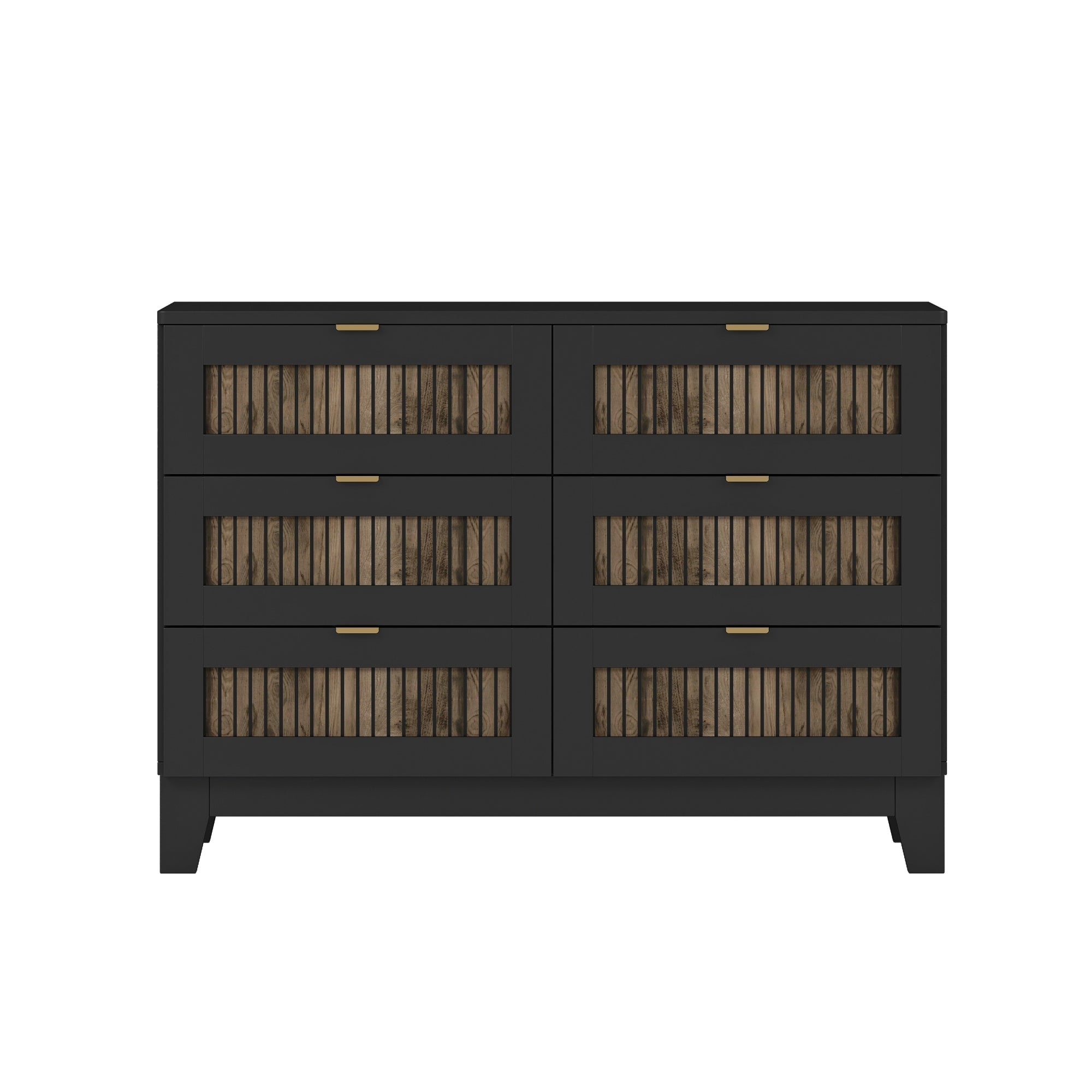 Bellemave® Farmhouse Bedroom Set, Queen Size Platform Bed with 2 Nightstands and 6 - Drawer Dresser with Metal Handles for Teens and Adults - Bellemave