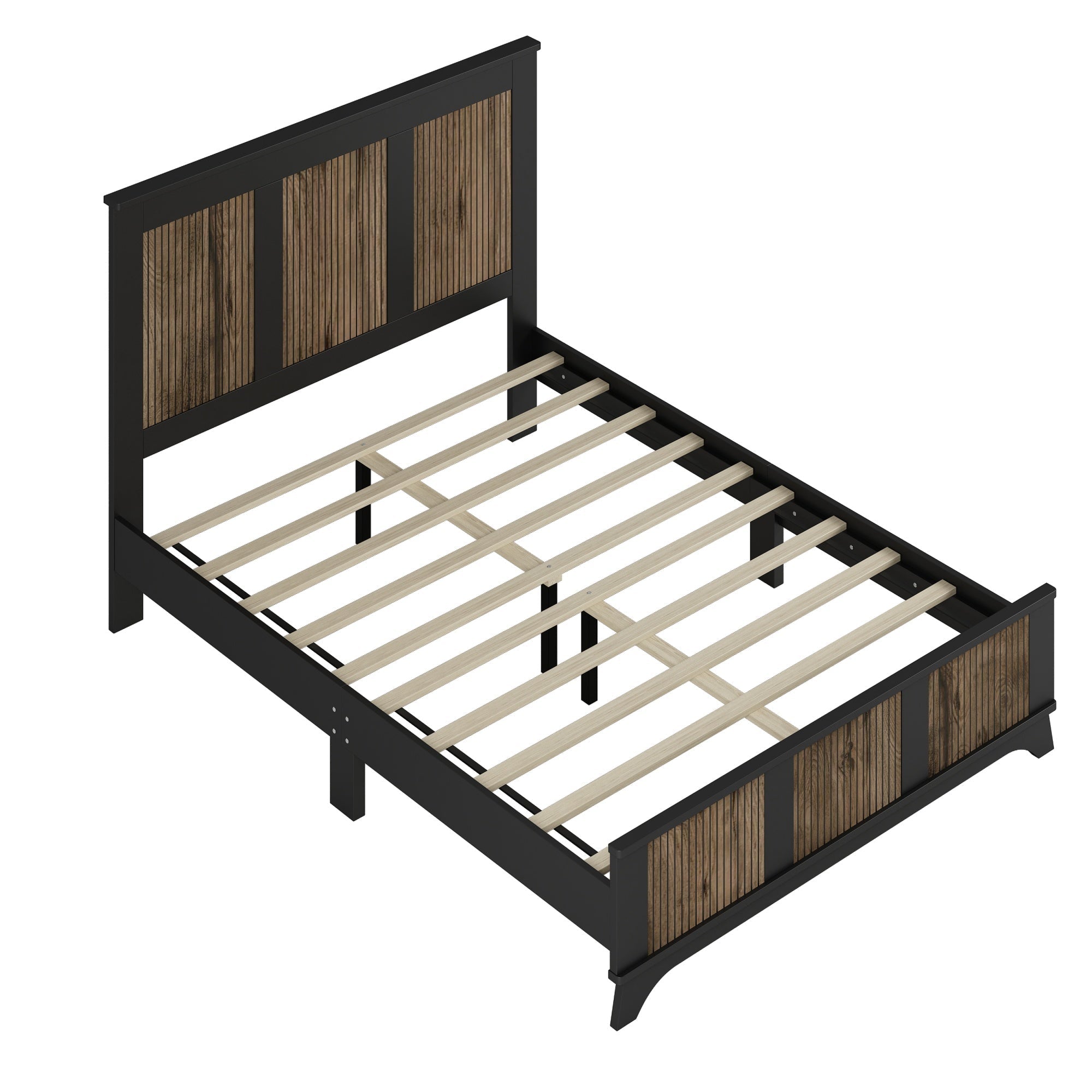 Bellemave® Farmhouse Bedroom Set, Queen Size Platform Bed with 2 Nightstands and 6 - Drawer Dresser with Metal Handles for Teens and Adults - Bellemave