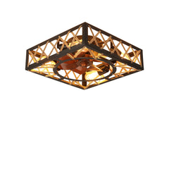 Bellemave® Farmhouse Ceiling Fan with Remote Control – Square Caged Industrial Design, 6 - Speed Noiseless DC Motor - Bellemave