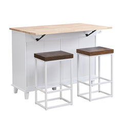 Bellemave® Farmhouse Kitchen Island Set with Drop Leaf and 2 Seatings, Drawers and Towel Rack - Bellemave