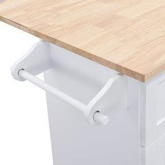 Bellemave® Farmhouse Kitchen Island Set with Drop Leaf and 2 Seatings, Drawers and Towel Rack - Bellemave