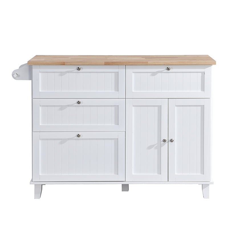 Bellemave® Farmhouse Kitchen Island Set with Drop Leaf and 2 Seatings, Drawers and Towel Rack - Bellemave