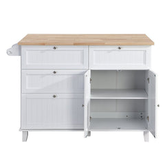 Bellemave® Farmhouse Kitchen Island Set with Drop Leaf and 2 Seatings, Drawers and Towel Rack - Bellemave