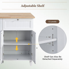 Bellemave® Farmhouse Kitchen Island Set with Drop Leaf and 2 Seatings, Drawers and Towel Rack - Bellemave