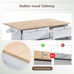 Bellemave® Farmhouse Kitchen Island Set with Drop Leaf and 2 Seatings, Drawers and Towel Rack - Bellemave