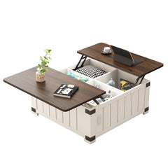 Bellemave® Farmhouse Lift Top Coffee Table with Storage, Charging Station&USB Ports - Bellemave