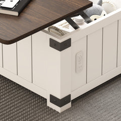 Bellemave® Farmhouse Lift Top Coffee Table with Storage, Charging Station&USB Ports - Bellemave