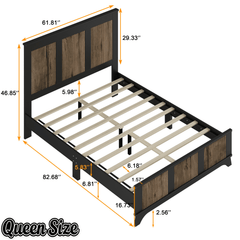 Bellemave® Farmhouse Platform Bed Frame | Queen Size, Solid Wood with Plywood Slats - Bellemave