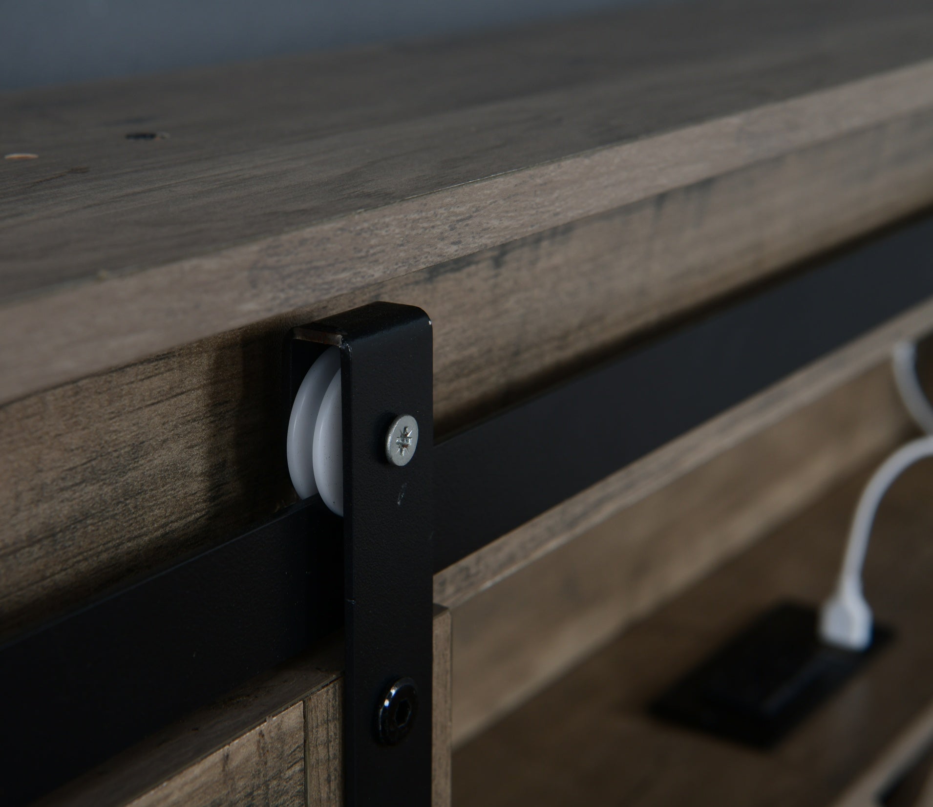 Bellemave® Farmhouse Queen Bed Frame with Storage Drawers & Bookcase Headboard - LED Lights, USB Charging Station, Sliding Barn Door, Wooden Platform Bed No Box Spring Needed Rustic Oak Bedroom Furniture Set - Bellemave