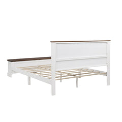 Bellemave® Farmhouse Queen Bed with 3D Geometric Headboard & Storage Bench, Rustic Wood Queen Platform Bed with Storage Chest & 2 Large Drawers - Bellemave