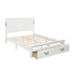Bellemave® Farmhouse Solid Wood Platform Bed with 2 Storage Drawers,Tall Headboard,LED Lights & USB Charging Station - Bellemave