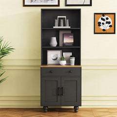 Bellemave® Farmhouse Storage Cabinet with 4 Solid Wood Gourd - Shaped Legs, Adjustable Shelves and Drawer - Bellemave