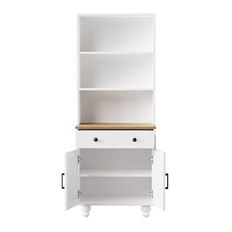 Bellemave® Farmhouse Storage Cabinet with 4 Solid Wood Gourd - Shaped Legs, Adjustable Shelves and Drawer - Bellemave
