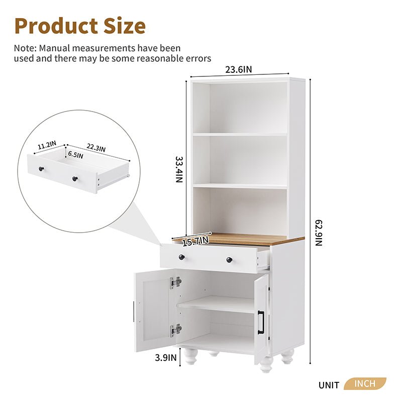 Bellemave® Farmhouse Storage Cabinet with 4 Solid Wood Gourd - Shaped Legs, Adjustable Shelves and Drawer - Bellemave