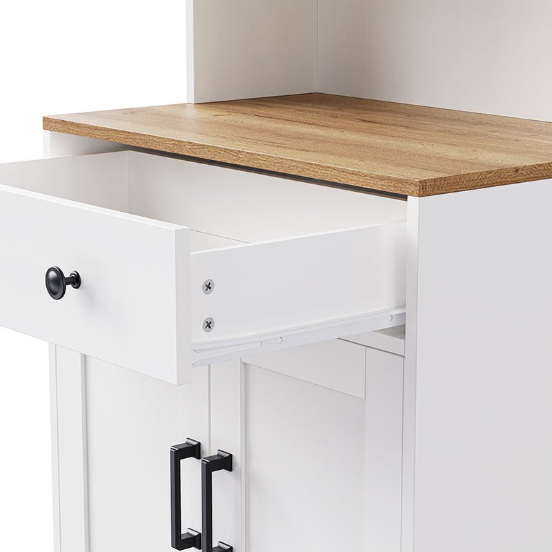 Bellemave® Farmhouse Storage Cabinet with 4 Solid Wood Gourd - Shaped Legs, Adjustable Shelves and Drawer - Bellemave