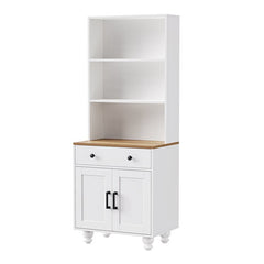 Bellemave® Farmhouse Storage Cabinet with 4 Solid Wood Gourd - Shaped Legs, Adjustable Shelves and Drawer - Bellemave