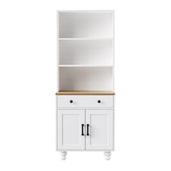 Bellemave® Farmhouse Storage Cabinet with 4 Solid Wood Gourd - Shaped Legs, Adjustable Shelves and Drawer - Bellemave