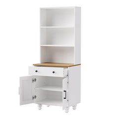 Bellemave® Farmhouse Storage Cabinet with 4 Solid Wood Gourd - Shaped Legs, Adjustable Shelves and Drawer - Bellemave