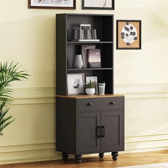Bellemave® Farmhouse Storage Cabinet with 4 Solid Wood Gourd - Shaped Legs, Adjustable Shelves and Drawer - Bellemave